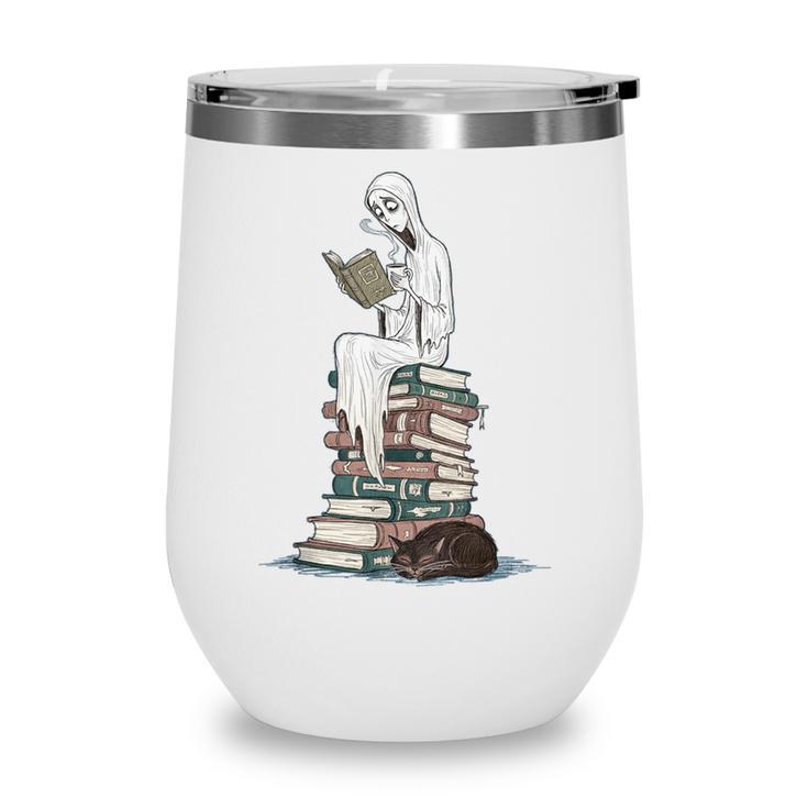 Gothic Librarian Halloween Books Tee For Teachers Wine Tumbler