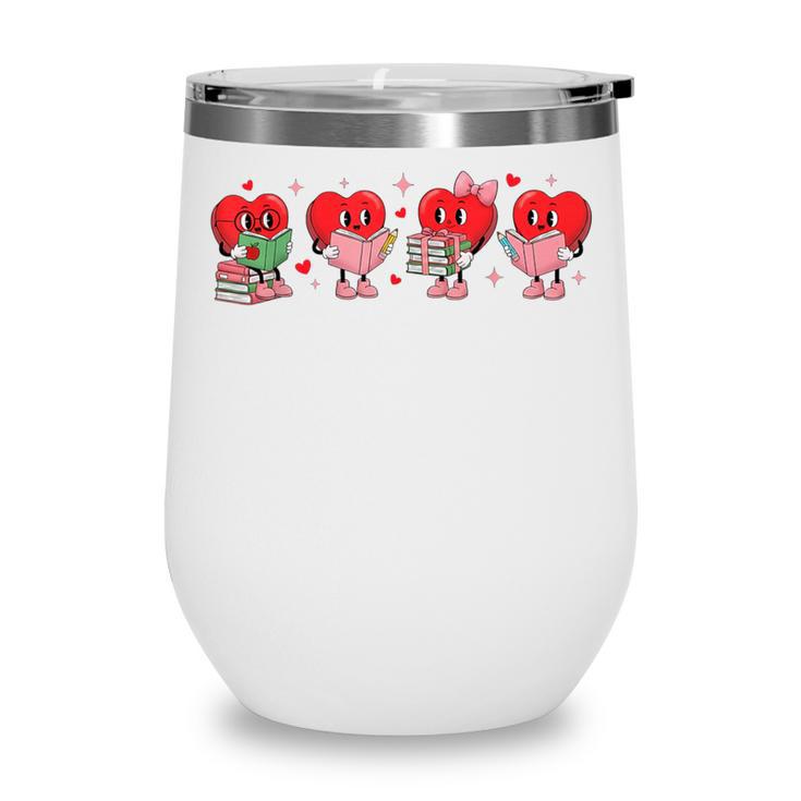 Heart Reading Books Valentine Teacher Library Book Lover Wine Tumbler