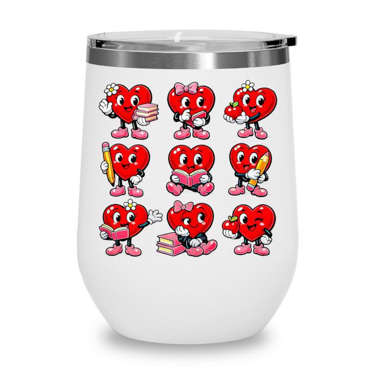 Heart Reading Books Valentine’s Day Girl And Boy Book Lovers Wine Tumbler