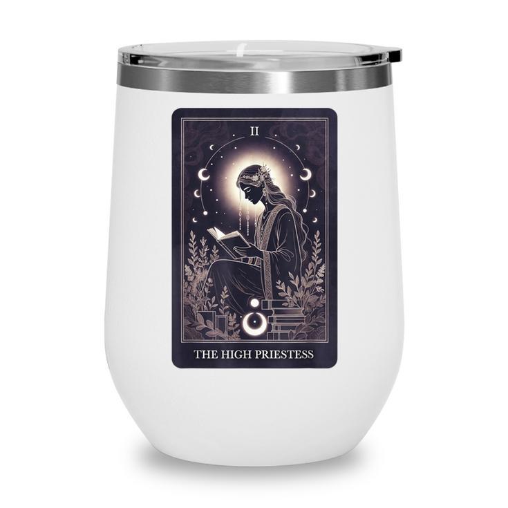 High Priestess Tarot Art Celestial Mystic Book Lover Wine Tumbler