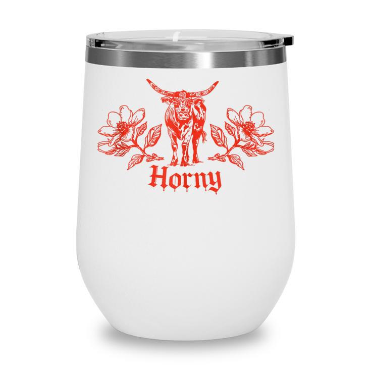 Horny Bull Romance Reader Shirt Spicy Books Bull Pun Wine Tumbler