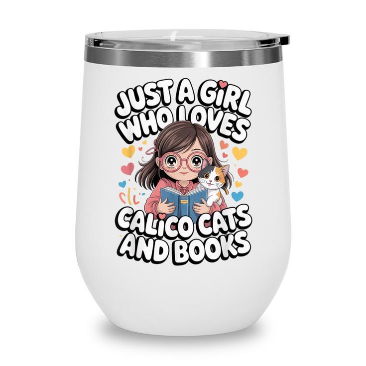 Kawaii Cat And Books Just A Girl Who Loves Both Wine Tumbler