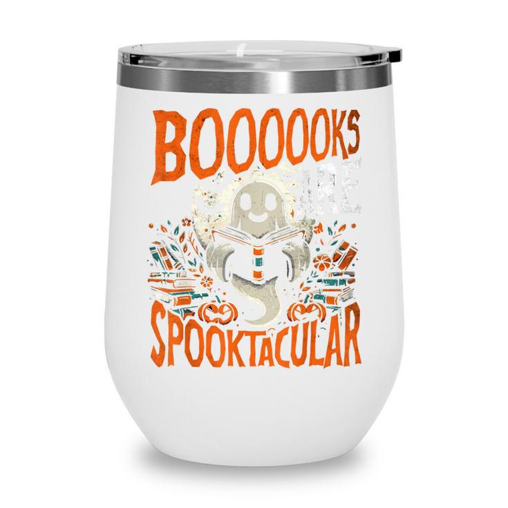 Library Halloween Book Lover Ghost With Books Wine Tumbler Library Halloween Book Lover Ghost With Books Wine Tumbler