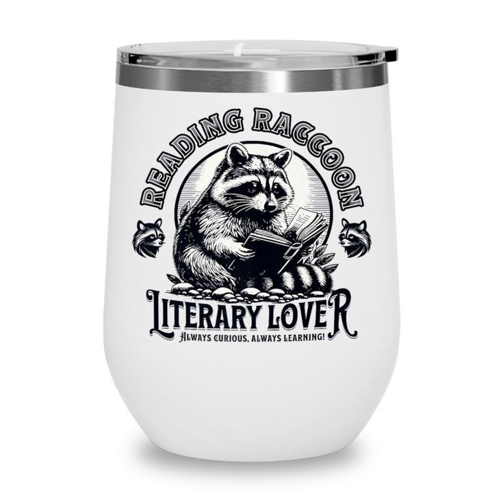 Literary Lover Reading Raccoon Books Premium Wine Tumbler