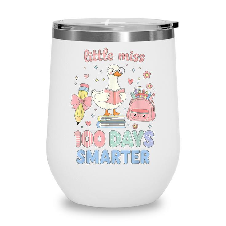 Little Miss 100 Days Smarter Cute Goose Reading Books Girls Wine Tumbler