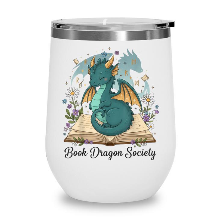 Magical Book Dragon Fantasy Reading Enthusiast Art Wine Tumbler