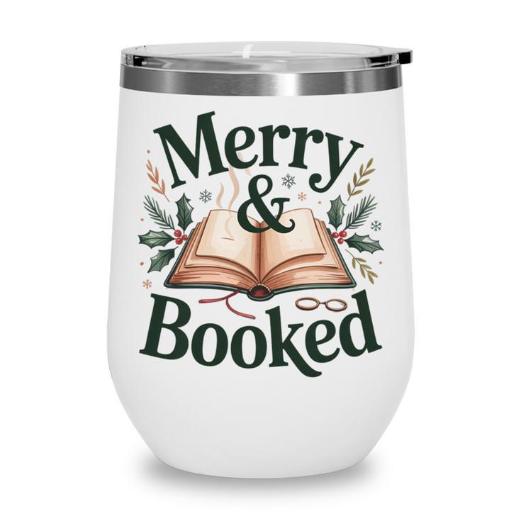 Merry And Booked Holiday Reading Winter Book Lover Premium Tri-Blend Wine Tumbler