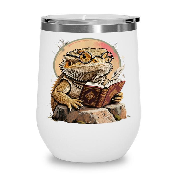 Nerdy Bearded Dragon Glasses Book Reading Wine Tumbler