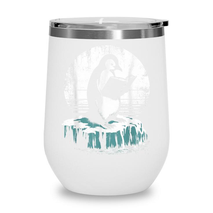 Penguin Reading A Book Vintage Graphic Bookworm Lover Wine Tumbler Penguin Reading A Book Vintage Graphic Bookworm Lover Wine Tumbler