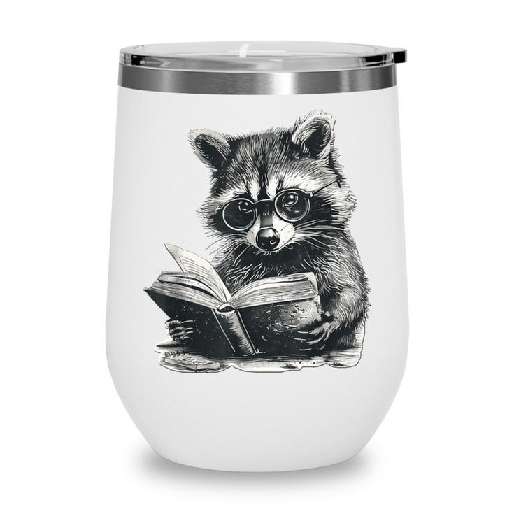 Raccoon With Book Cute Raccoons Reading Books Wine Tumbler