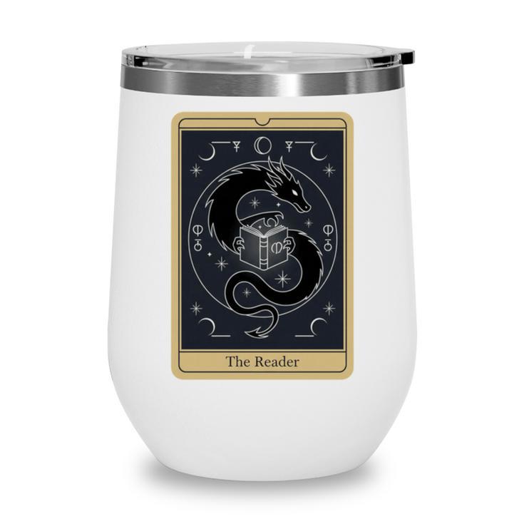 The Reader Tarot Card Mystic Dragon Book Magic Wine Tumbler
