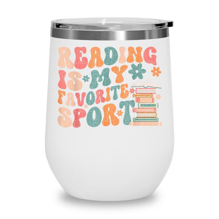 Reading Is My Favorite Sport Retro Groovy Book Lovers Wine Tumbler