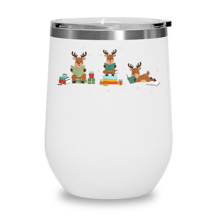 Reindeer Reading Books Christmas Library Classroom Wine Tumbler