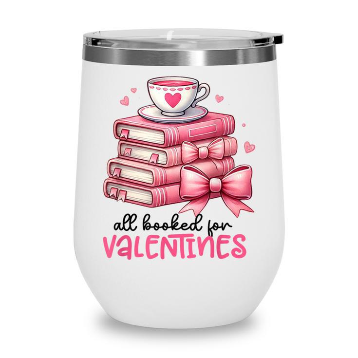 Retro Groovy Valentine Men Women Kid Tees By Emily All Booked For Valentines Book Reading Bookworm Nerdy Wine Tumbler