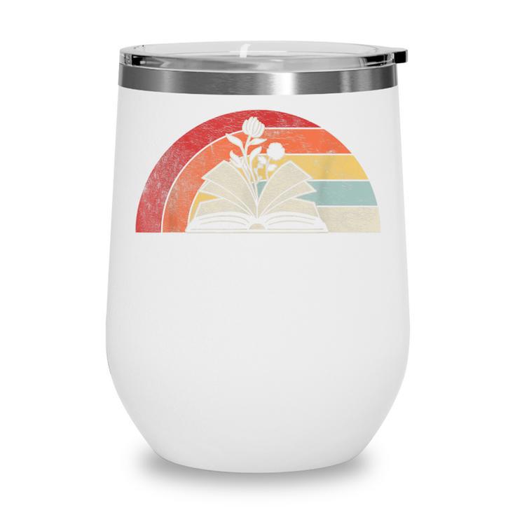 Retro Vintage Wildflowers Book Shirt Book Lover Wine Tumbler