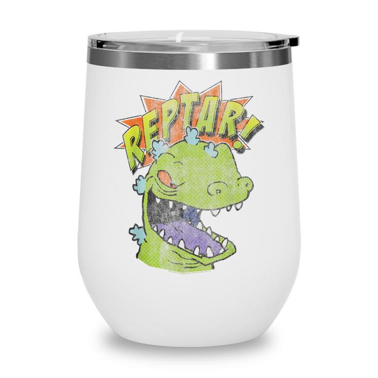 Rugrats Reptar Distressed Comic Book Style Cartoon Wine Tumbler