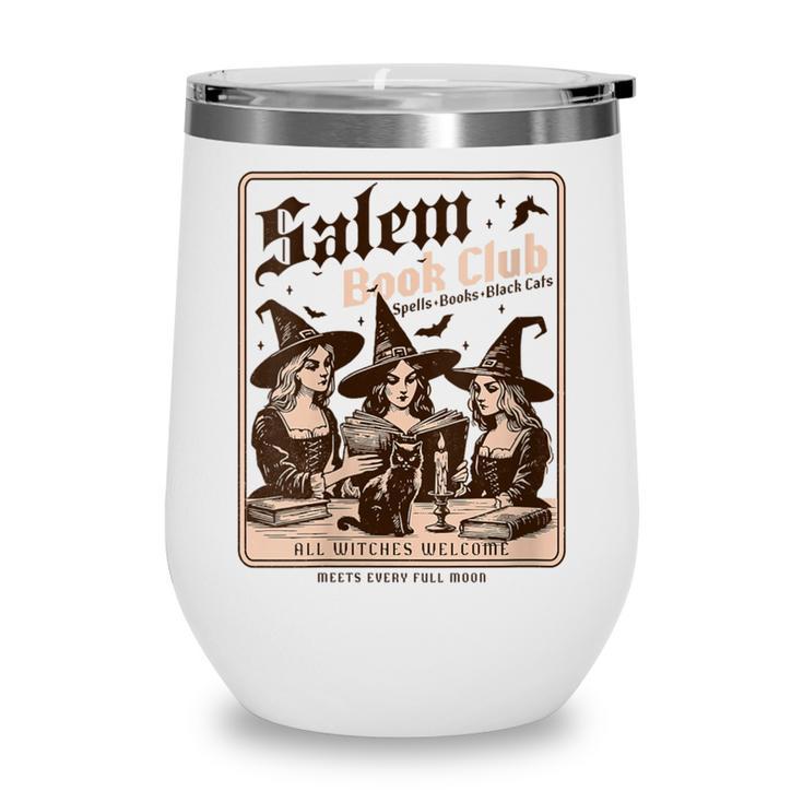 Salem Book Club Bookish Halloween Retro Salem Witch Book Wine Tumbler