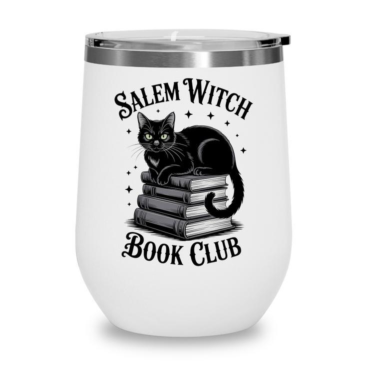 Salem Witch Book Club Bookish Halloween Cat Women Wine Tumbler
