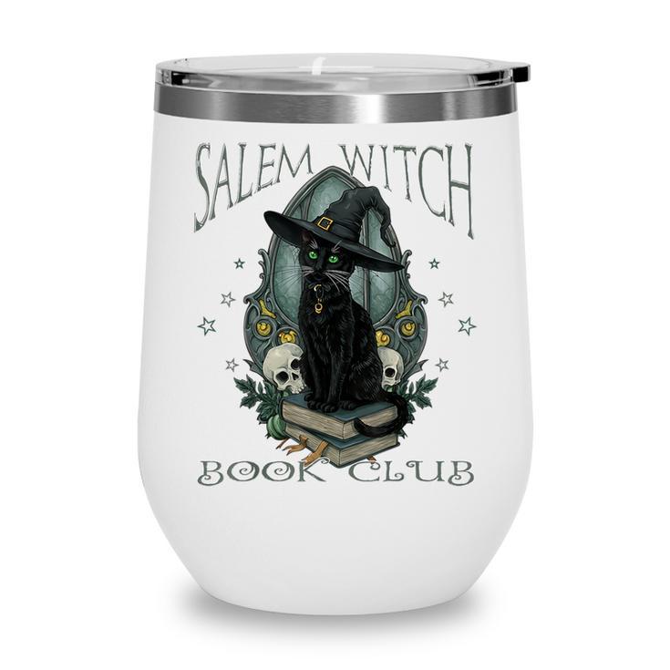 Salem Witch Book Club Cat Reading Witchy Halloween Men Wine Tumbler Salem Witch Book Club Cat Reading Witchy Halloween Men Wine Tumbler