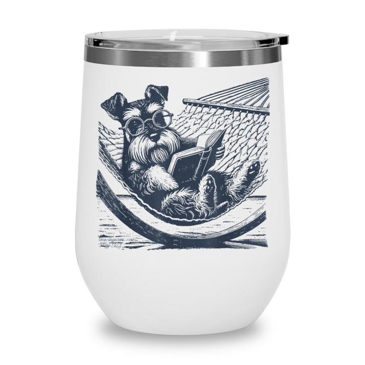 Schnauzer Hammock Reading Book Schnauzer Glasses Wine Tumbler