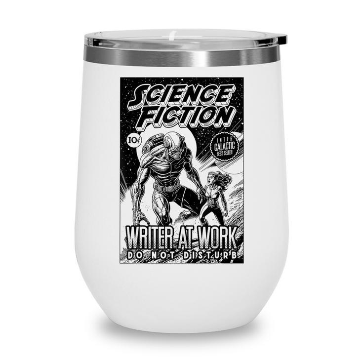 Science Fiction Writer At Work Vintage Book Cover Wine Tumbler