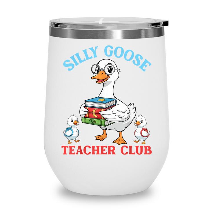 Silly Goose With Books Teacher Club School Educator Wine Tumbler
