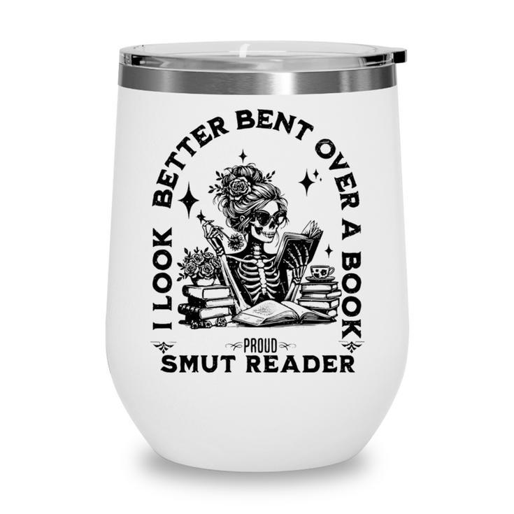 Smut Reader Skeleton Book Lover Dark Humor Art Premium Tri-Blend Wine Tumbler
