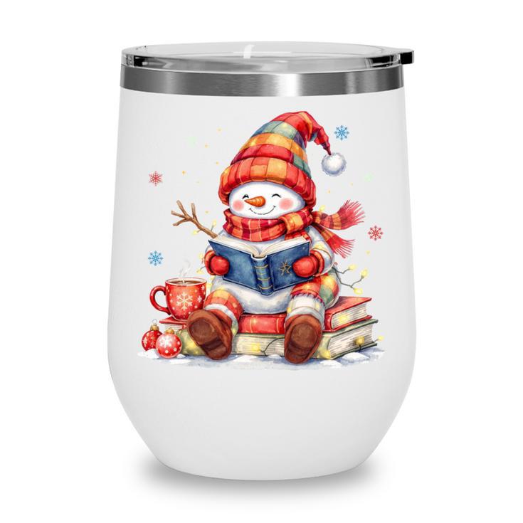 Snowman Reading Books Lovers Christmas Librarian Bookworm Wine Tumbler Snowman Reading Books Lovers Christmas Librarian Bookworm Wine Tumbler