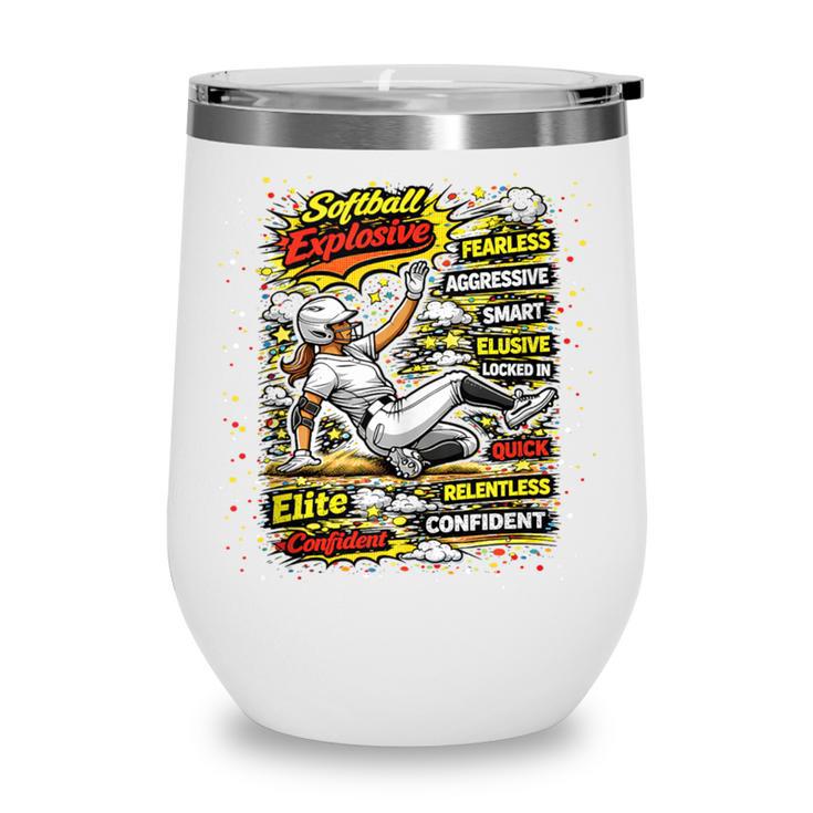 Softball Slider Pop Comic Book Art Best Traits Fast Elite Wine Tumbler