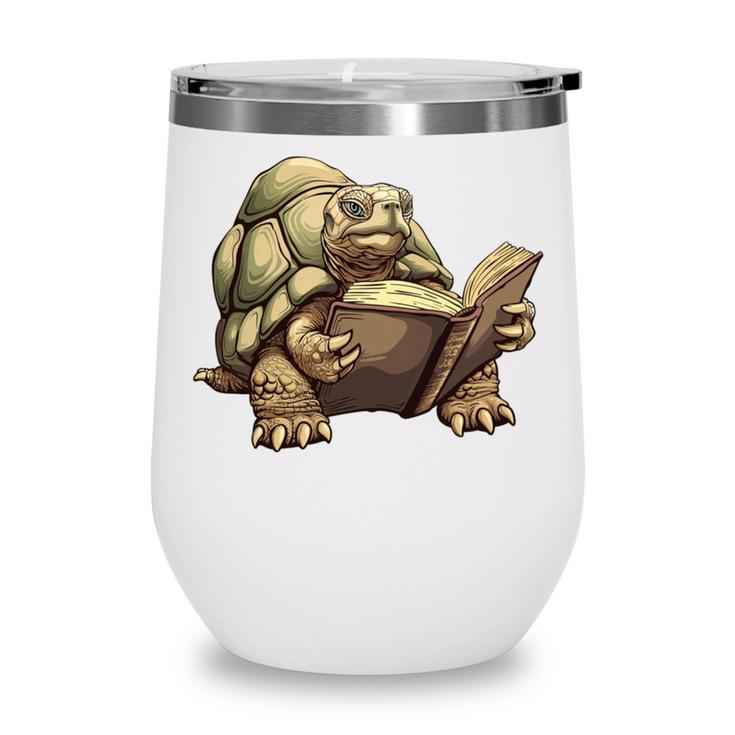 Sulcata Tortoise Reading A Book Wine Tumbler