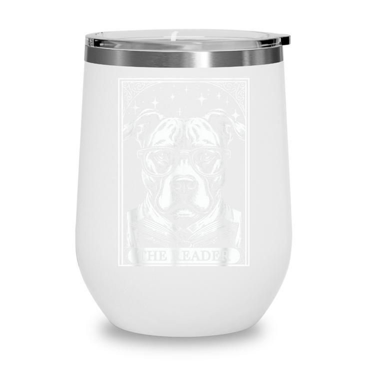 Tarot Card Vintage Pit Bull Pittie Dog Book Lover The Reader Wine Tumbler