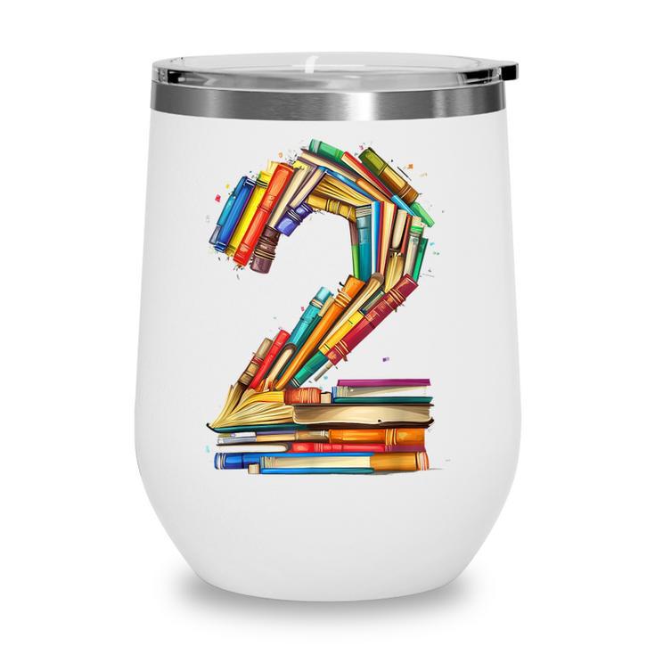 Toddler 2nd Birthday Books Themed 2 Year Old Boys Kids Girls Wine Tumbler
