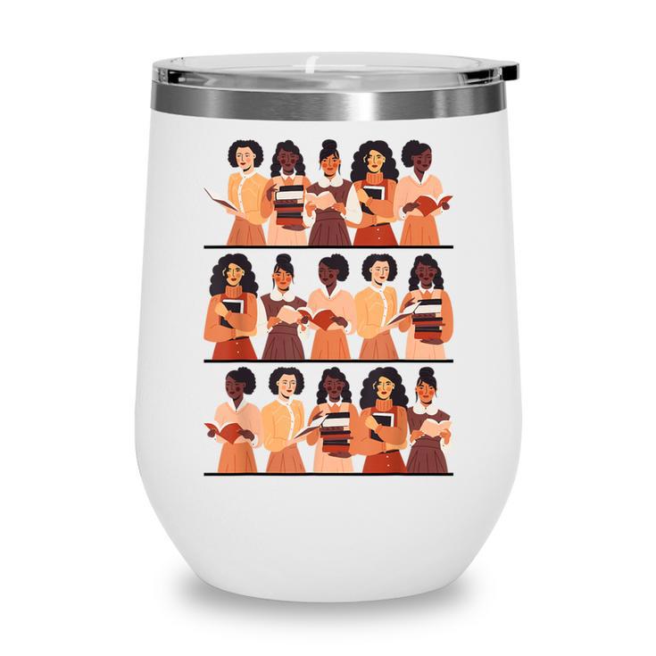 History Month Educated Black Women Girls Reading Books Wine Tumbler