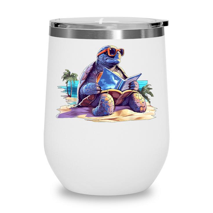 Turtle Wearing Sunglasses Reading A Book On The Beach Summer Wine Tumbler Turtle Wearing Sunglasses Reading A Book On The Beach Summer Wine Tumbler
