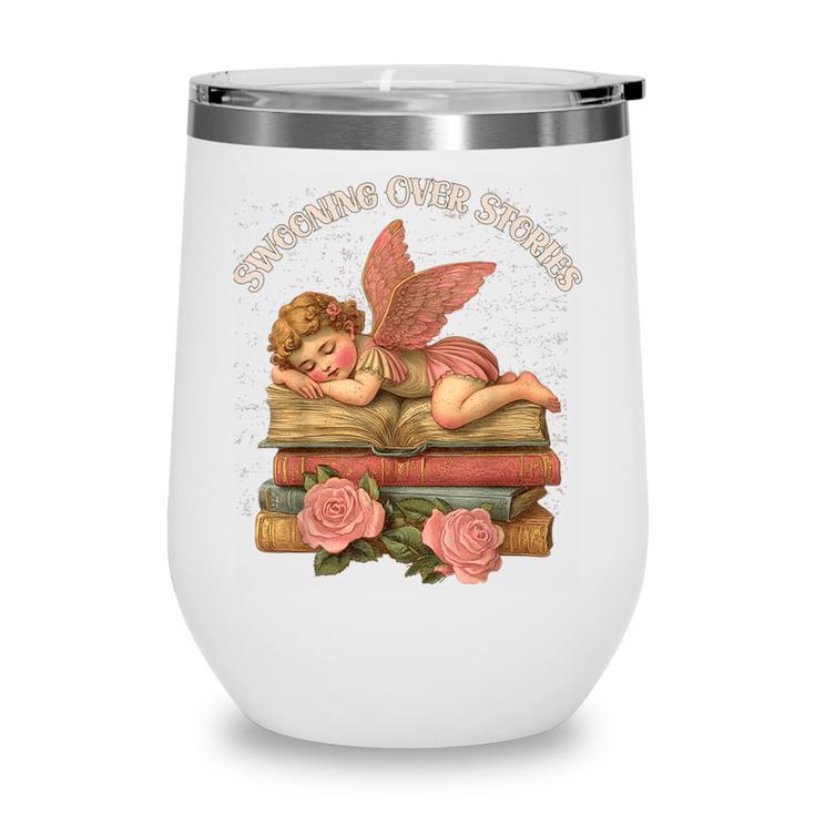 Valentine's Swooning Over Stories Cupid And Book Lover Tee Wine Tumbler