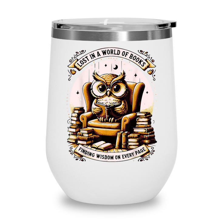 Wise Owl Reading Books Wine Tumbler