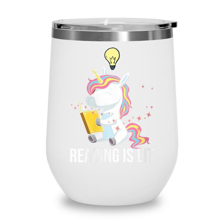 Women's Reading Is Lit Unicorn Library English Teacher Book Lover Wine Tumbler