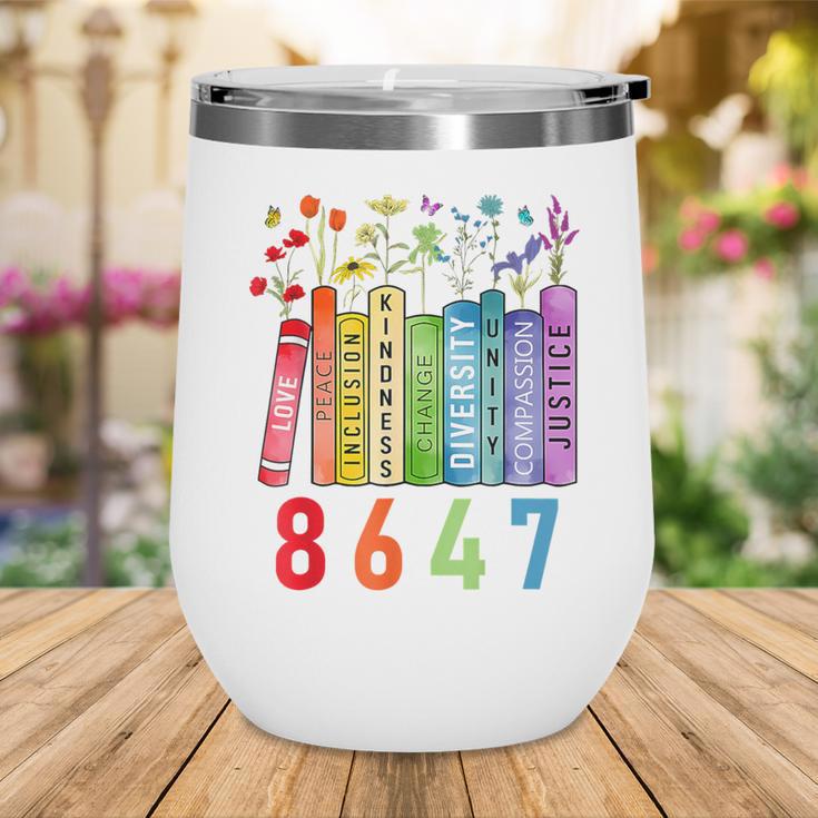 8647 Equal Rights Book Flower Trump Women Rights Feminist Wine Tumbler