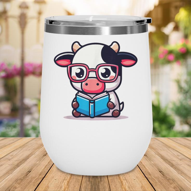 Adorable Book Lover Cow With Reading Glasses Cute Wine Tumbler Adorable Book Lover Cow With Reading Glasses Cute Wine Tumbler