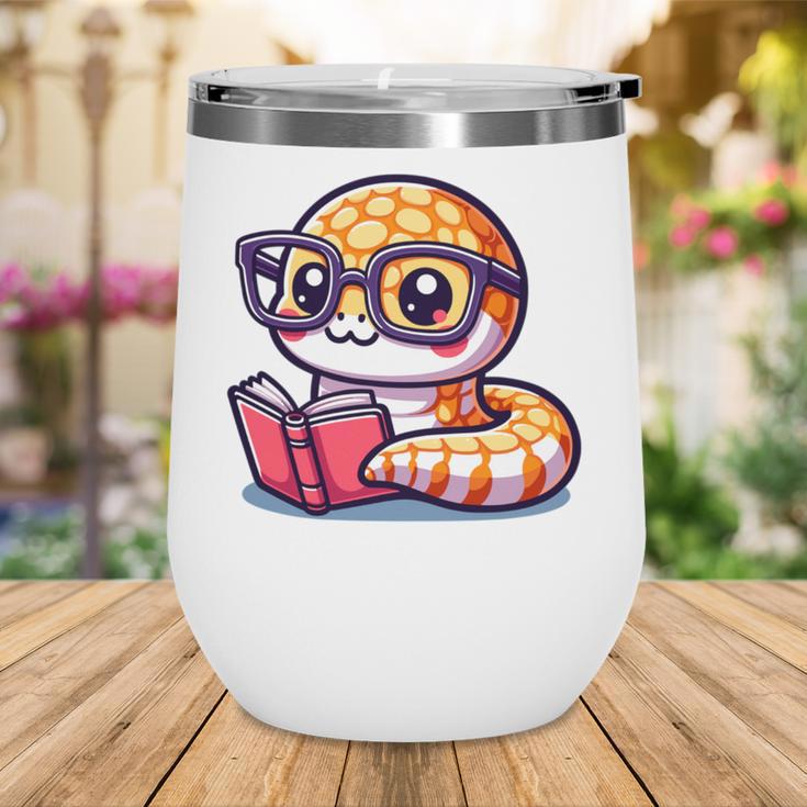 Adorable Book Lover Rattlesnake With Reading Glasses Cute Wine Tumbler