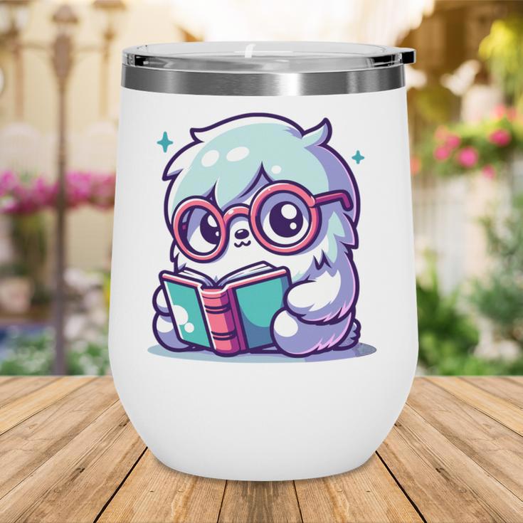 Adorable Book Lover Yeti With Reading Glasses Cute Wine Tumbler Adorable Book Lover Yeti With Reading Glasses Cute Wine Tumbler