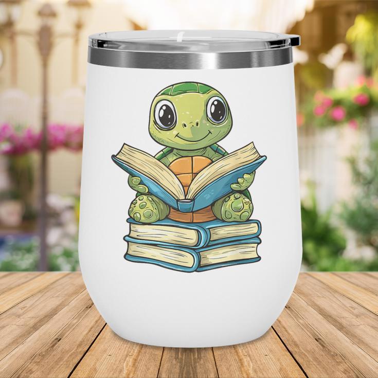 Adorable Turtle Reading Books Wine Tumbler Adorable Turtle Reading Books Wine Tumbler