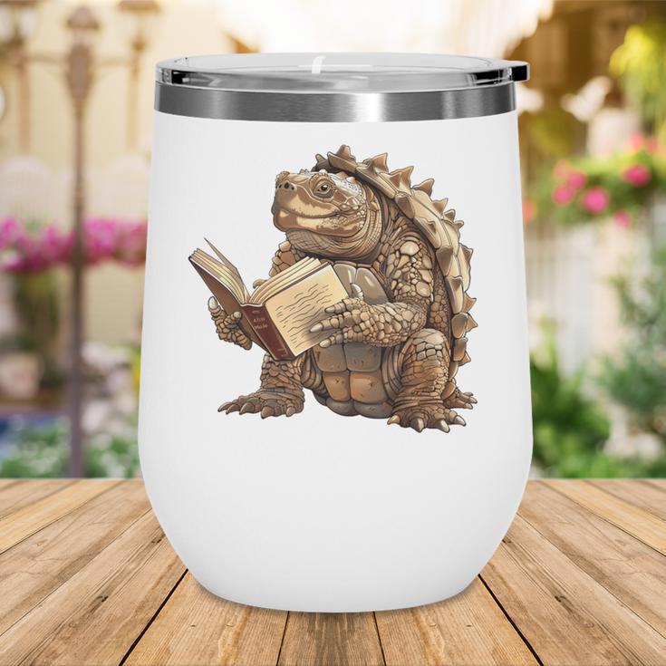 Alligator Snapping Turtle Reading A Book Wine Tumbler Alligator Snapping Turtle Reading A Book Wine Tumbler