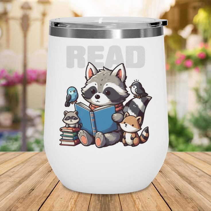Animals Raccoon Reading Book Librarian Across America Kids Wine Tumbler