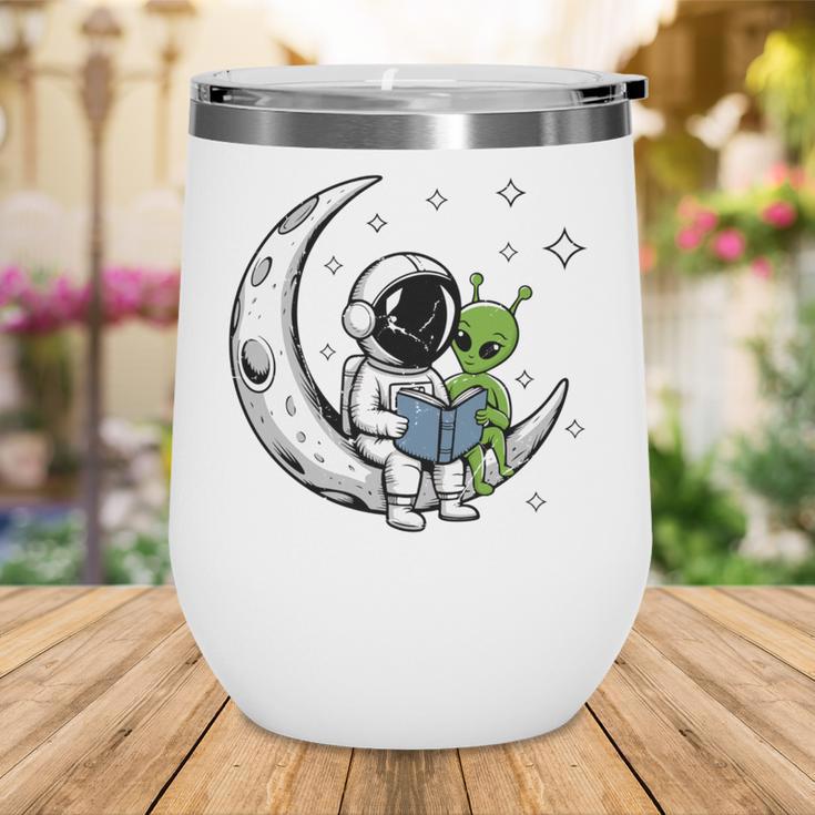 Astronaut Reading Book To Alien Moon Space Astronomy Wine Tumbler