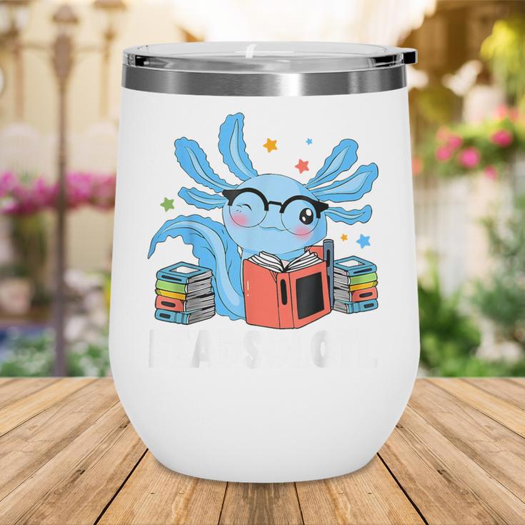 Axolotl Read Book Kawaii Reading Books For Men Women Wine Tumbler