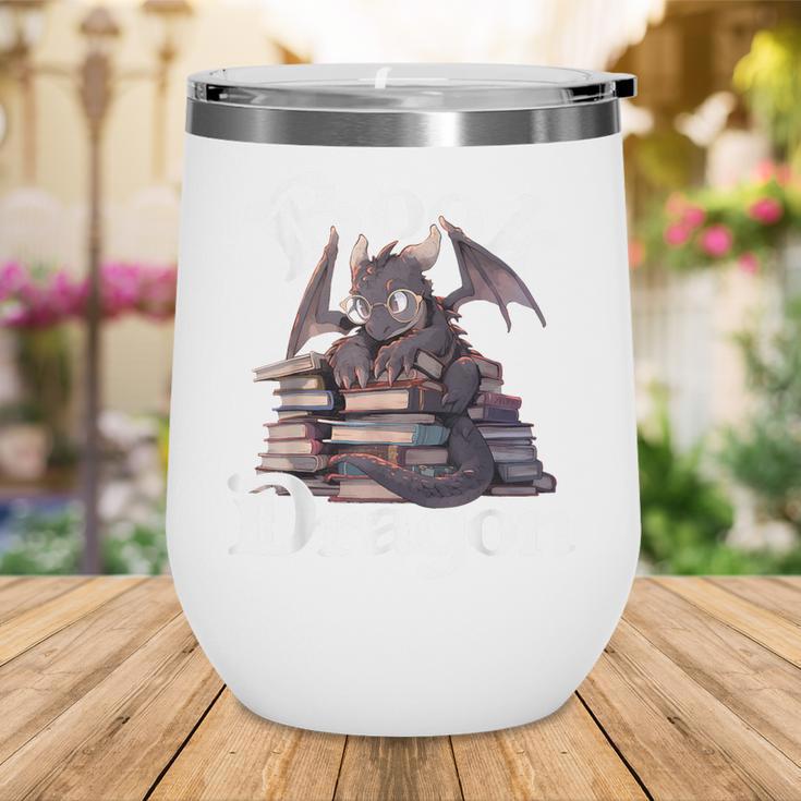 Book Dragon Book Lover Bookworm Book Reader Librarian Wine Tumbler