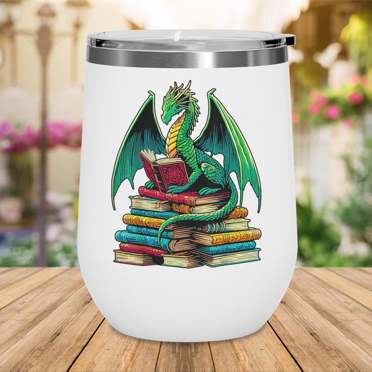 Book Dragon Reading Books Wine Tumbler