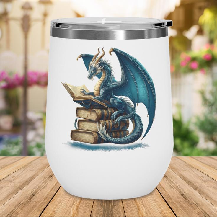 Book Lover Bookworm Reading Books Dragon Sci-Fi Character Wine Tumbler