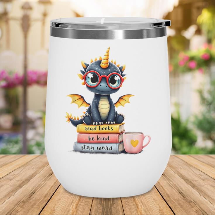 Book Lover Cute Baby Dragon Reading Wine Tumbler